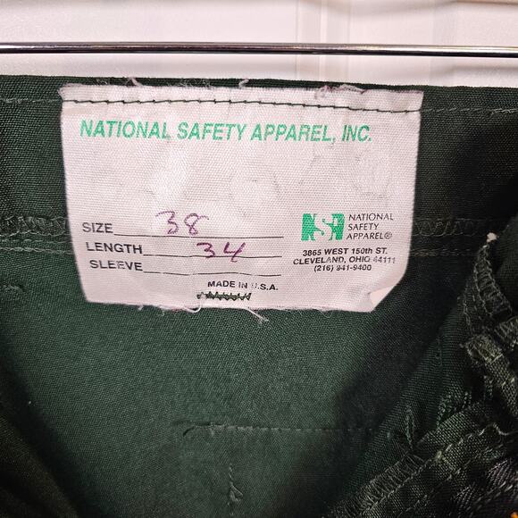 Vintage National Safety Apparel 34/38 Army Green Brush Utility Pants Pockets EUC - Picture 3 of 6